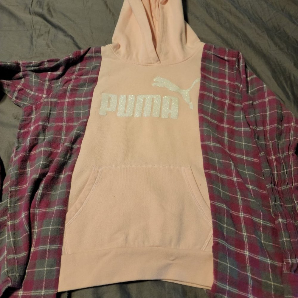 Pink Puma Flannel Hoodie